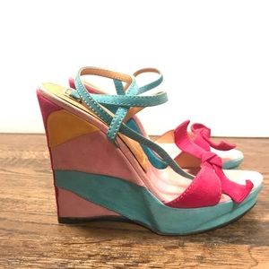 Casadei multi colored suede wedges